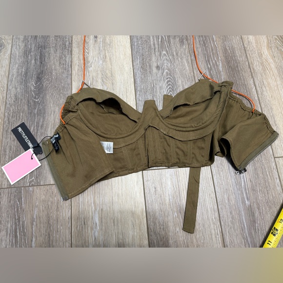 #5)  PrettyLittleThing Olive Bustier Top - Picture 3 of 6